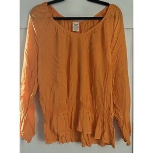 Women’s Faded Glory Orange Ruffle Rayon Blouse Top Size 10/12 NWT